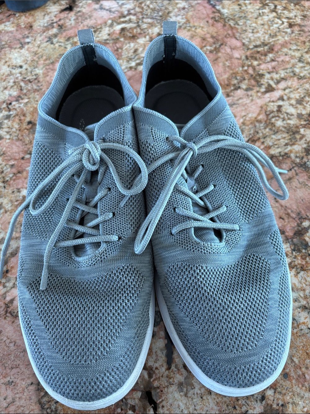 Perry Ellis Men's Breathable Knit Lace-Up Sneakers - Light Gray